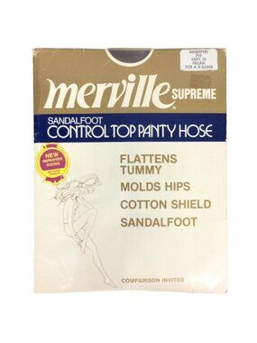 Merville Supreme Pantyhose 4X Long Pecan Brown Control Top Sandalfoot Vintage 80